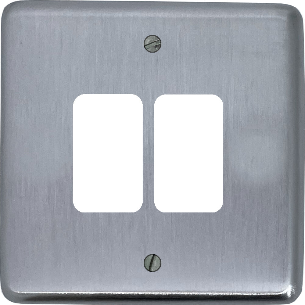 Contour Satin Chrome 2 Gang Grid Plate