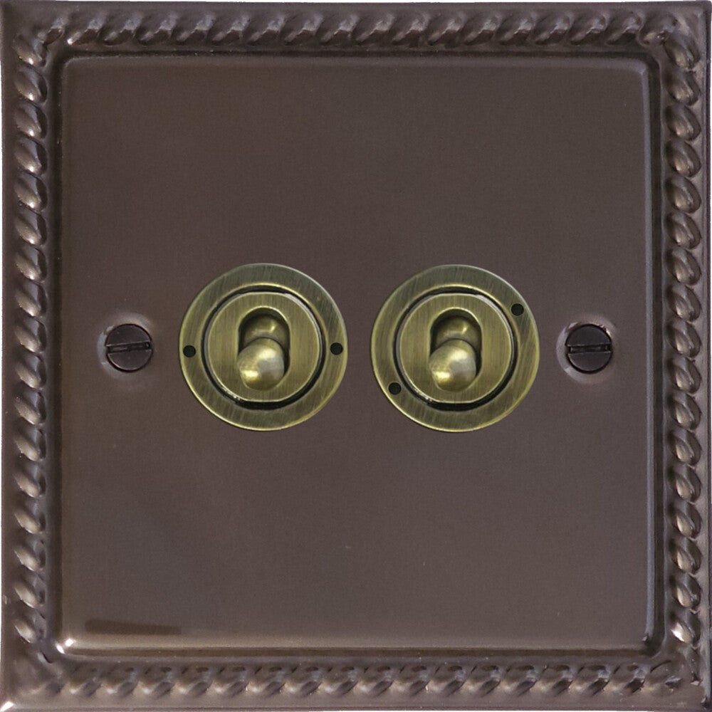 Georgian Medium Bronze 2 Gang 2 Way Toggle