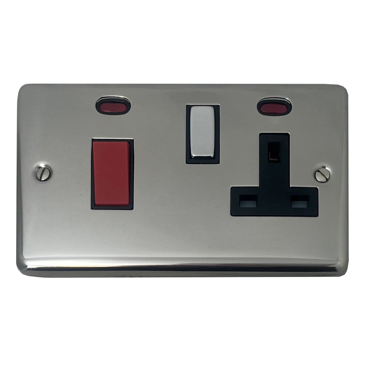 Contour Polished Steel 45 Amp Switch & 13 A Socket