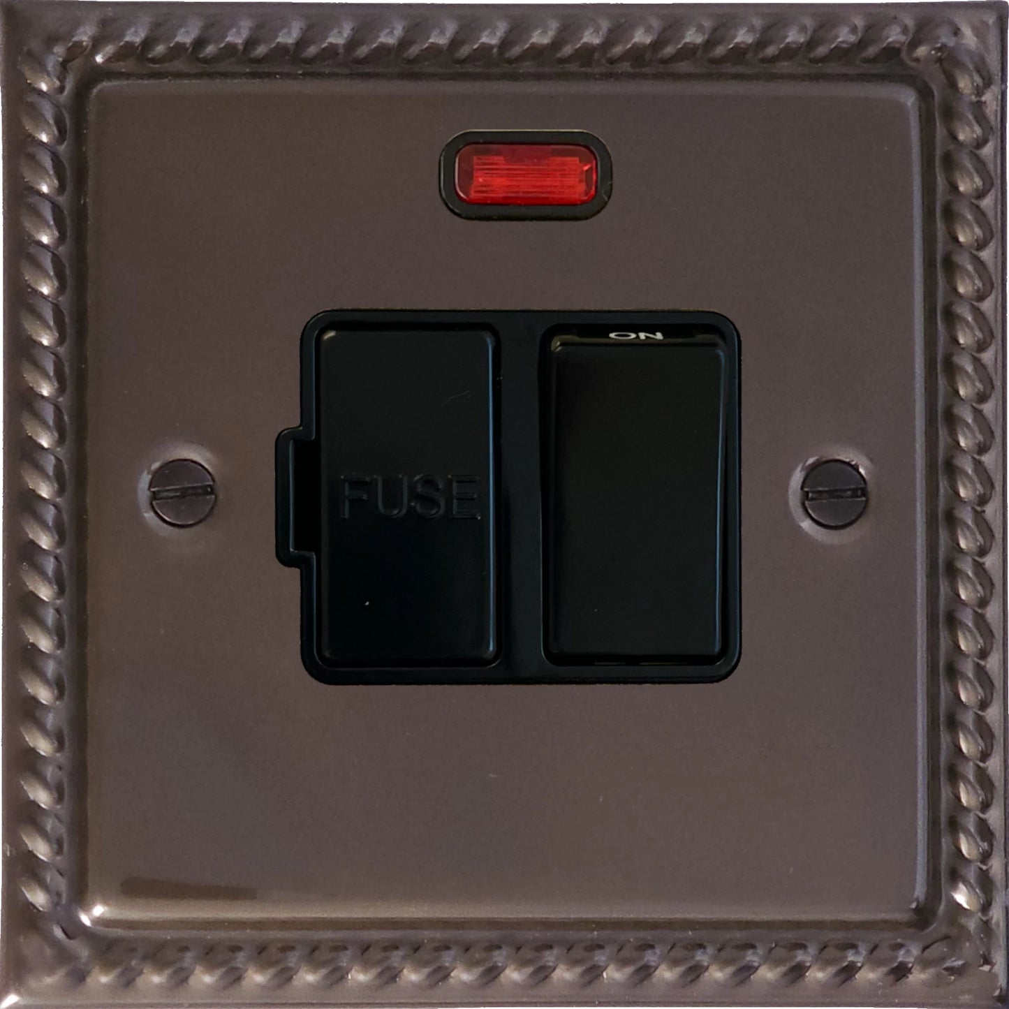 Georgian Medium Bronze Switched Fuse Spur with Neon (Black Switch)