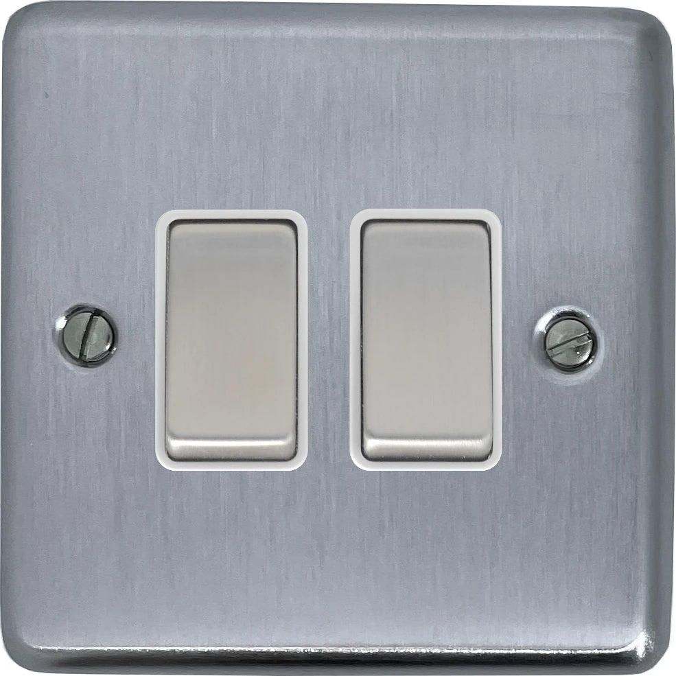 Contour Satin Chrome 2 Gang 2 Way Switch
