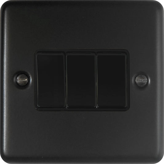 Contour Flat Black 3 Gang Switch