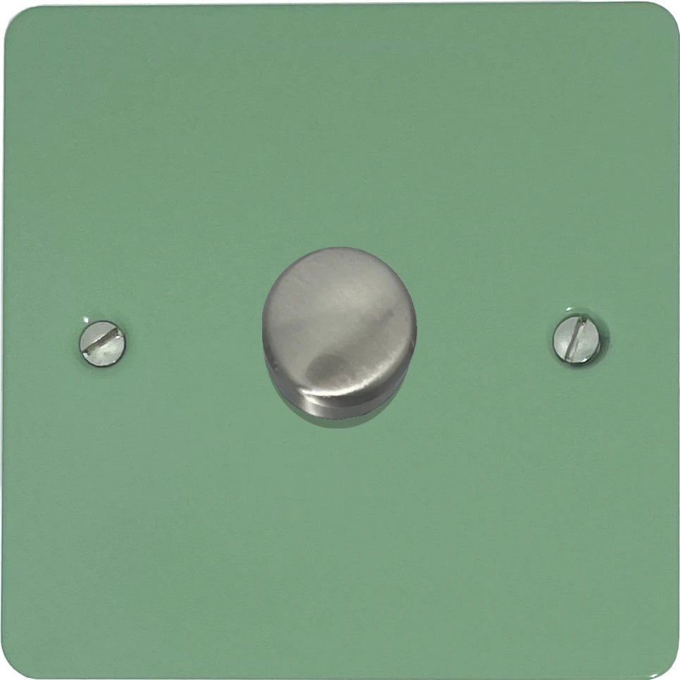 Flat Sage Green 1 Gang LED Dimmer (Satin Chrome Cap)