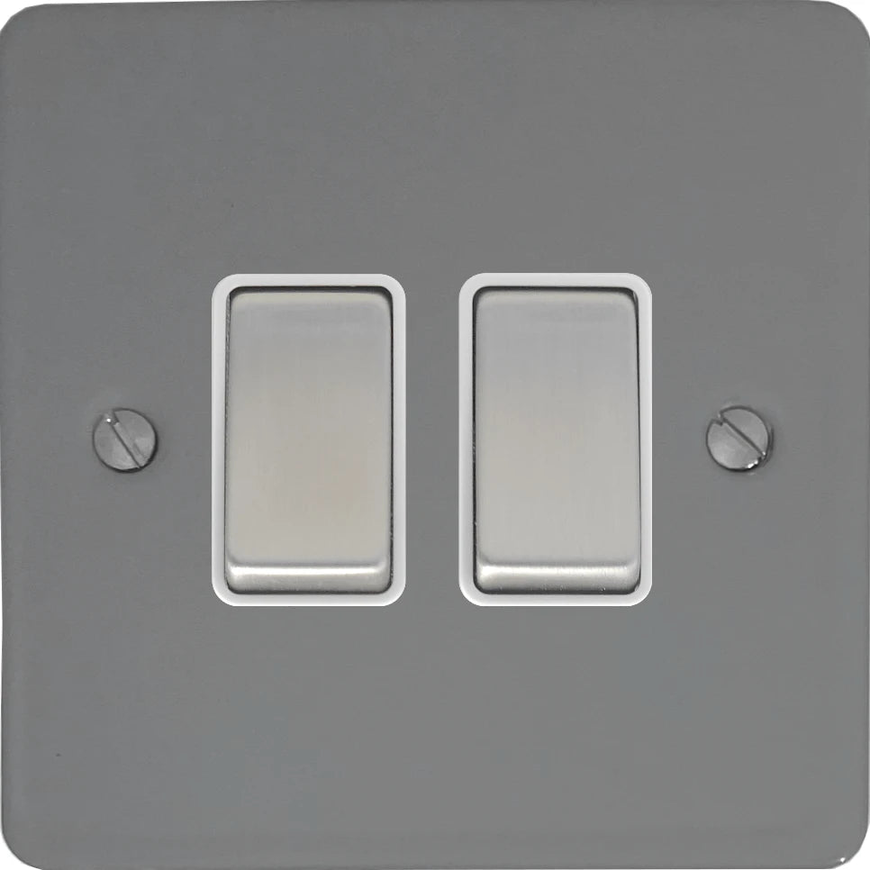 Flat Light Grey 2 Gang 2 Way Switch
