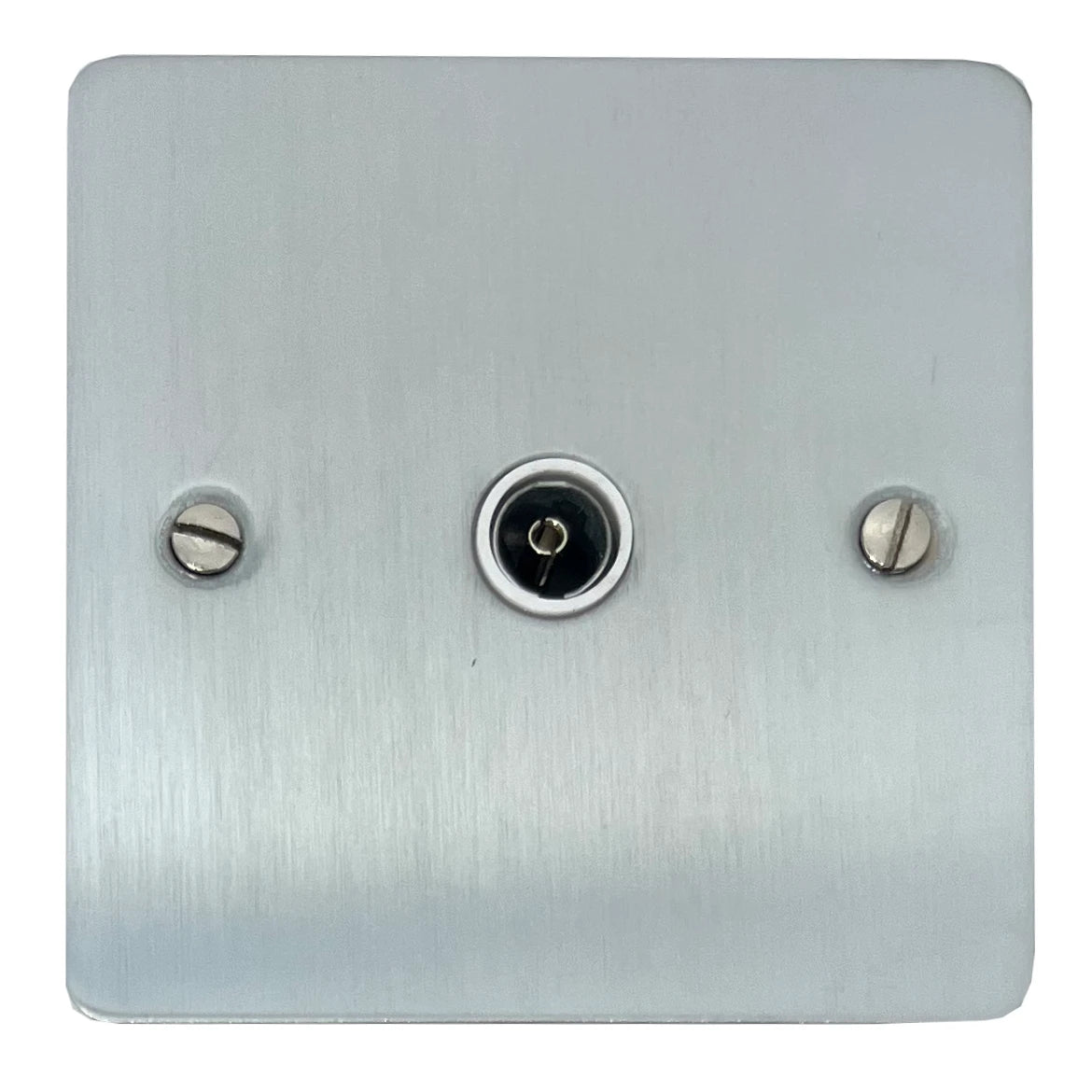 Flat Satin Chrome 1 Gang Coax Point