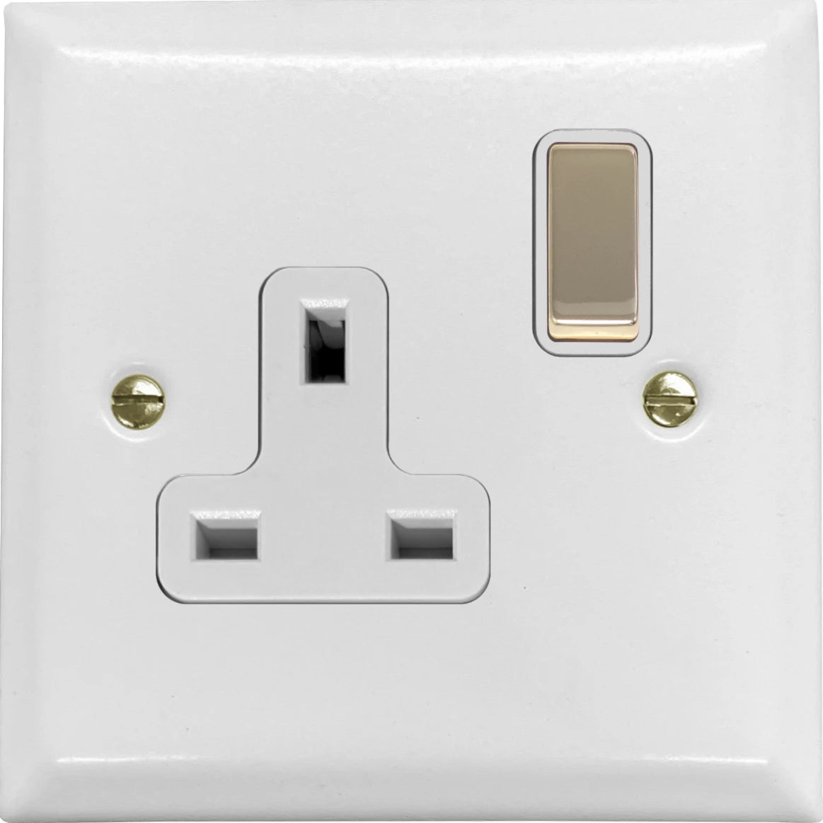 Spectrum Flat White 1 Gang Switched Socket