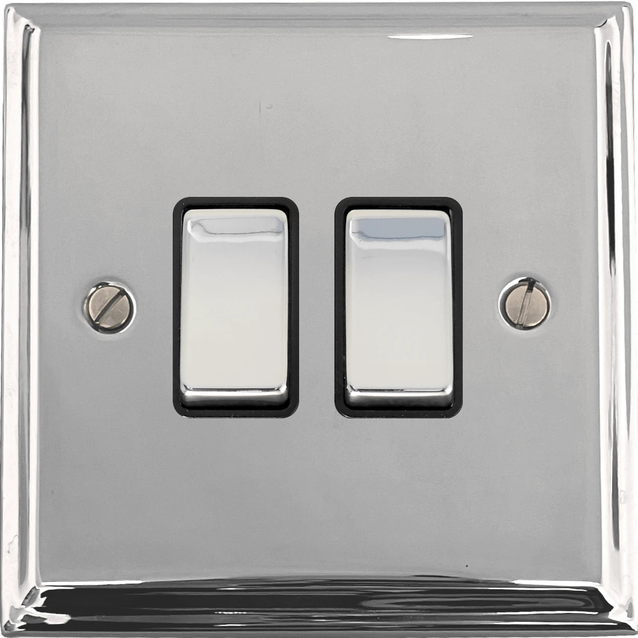 Deco Polished Chrome 2 Gang Switch