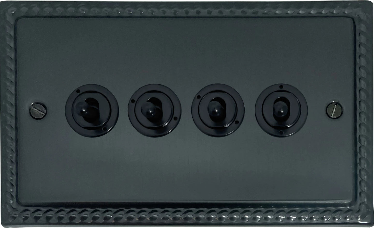Georgian Black Bronze 4 Gang Toggle Switch (Black Toggle)