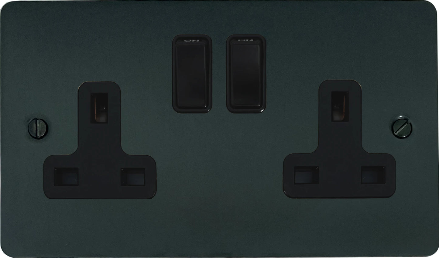 Flat Black Bronze 2 Gang Socket