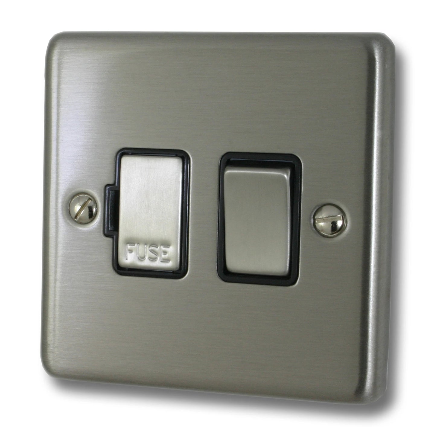Contour Brushed Steel Switched Fused Spur