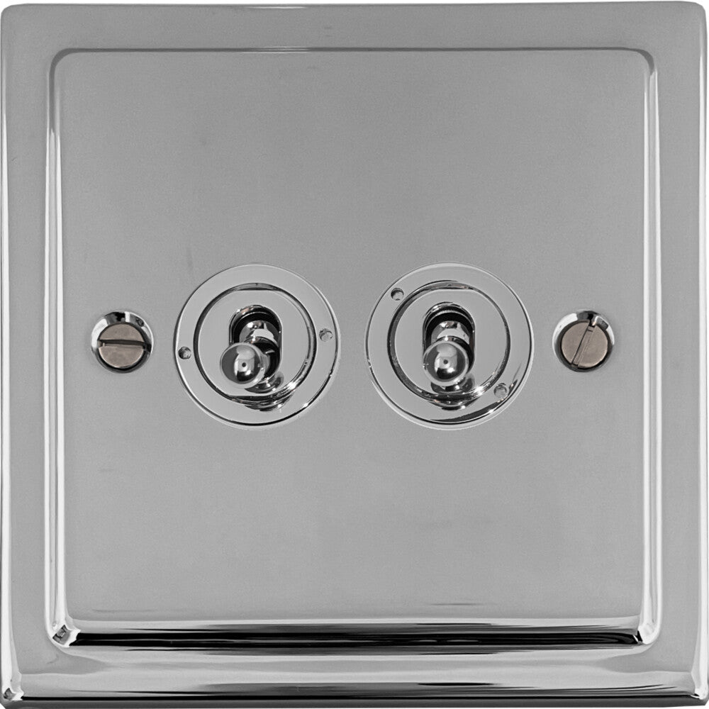 Victorian Polished Chrome 2 Gang 2 Way Toggle Switch