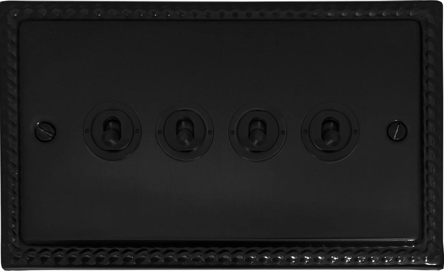 Monarch Flat Black 4 Gang Toggle (Flat Black Toggle)