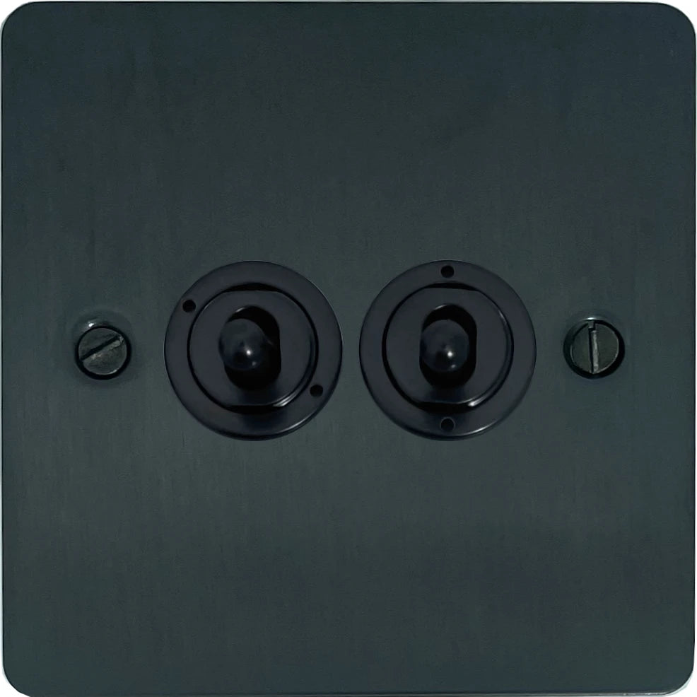 Flat Black Bronze 2 Gang 2 Way Toggle (Flat Black Toggle)