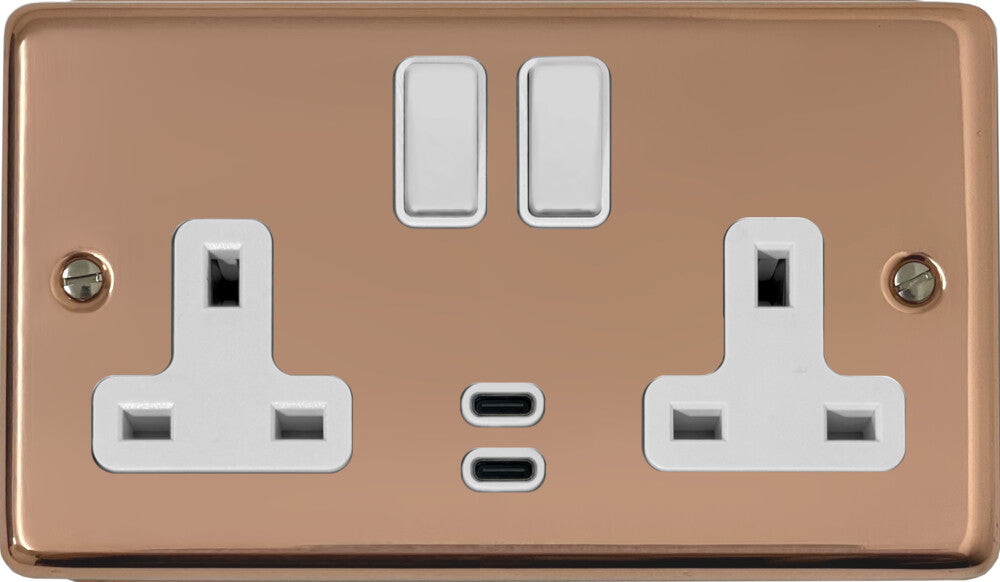 Contour Bright Copper 2 Gang USBC Socket