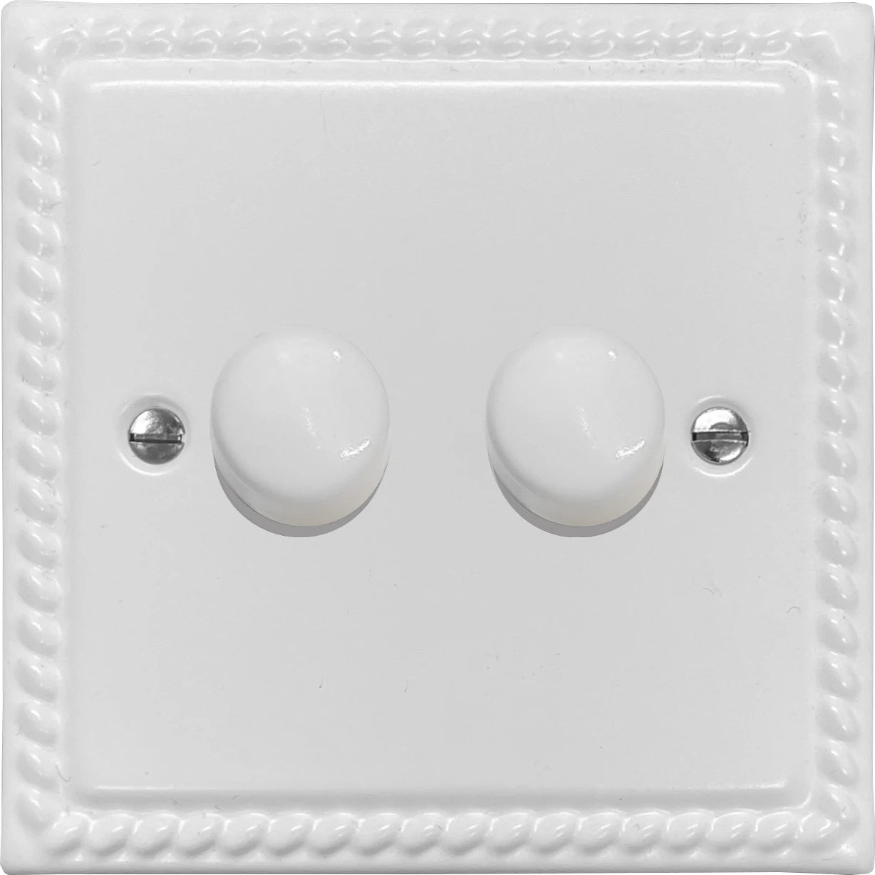 Georgian Flat White 2 Gang Dimmer LED