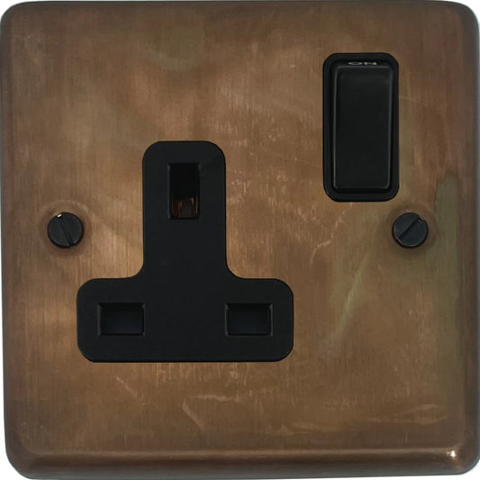 Contour Tarnished Copper 1 Gang Switched Socket