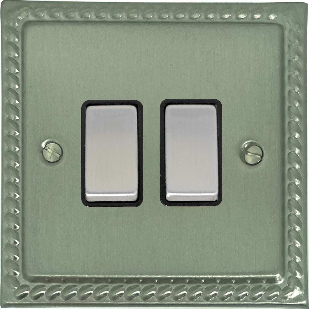 Monarch Satin Nickel 2 Gang Switch