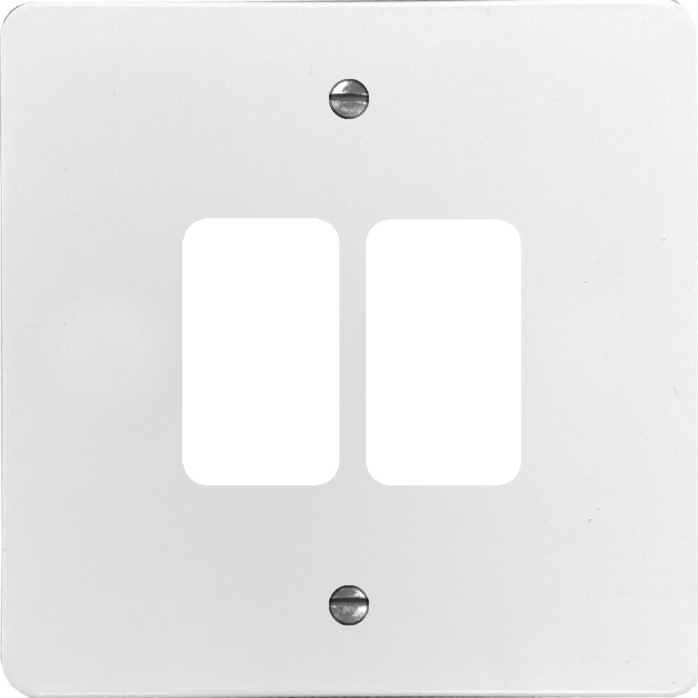 Flat White 2 Gang Grid Plate
