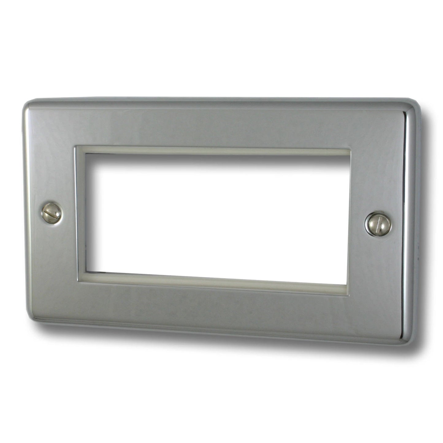 Contour Polished Chrome 2 Gang 4 Mod Plate & Frame