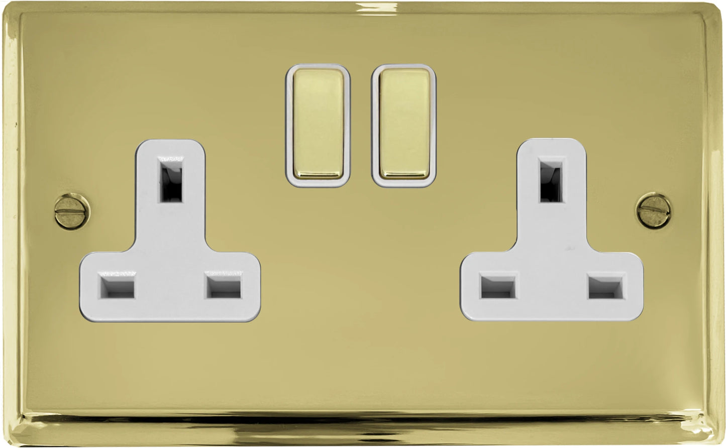 Deco Polished Brass 2 Gang Socket