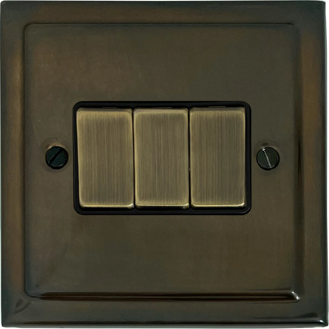Victorian Medium Bronze 3 Gang Switch