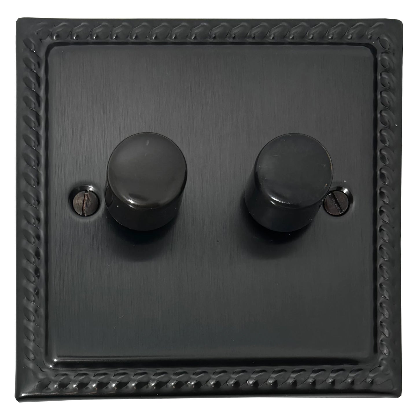 Georgian Black Bronze 2 Gang LED Dimmer (Black Bronze Caps)