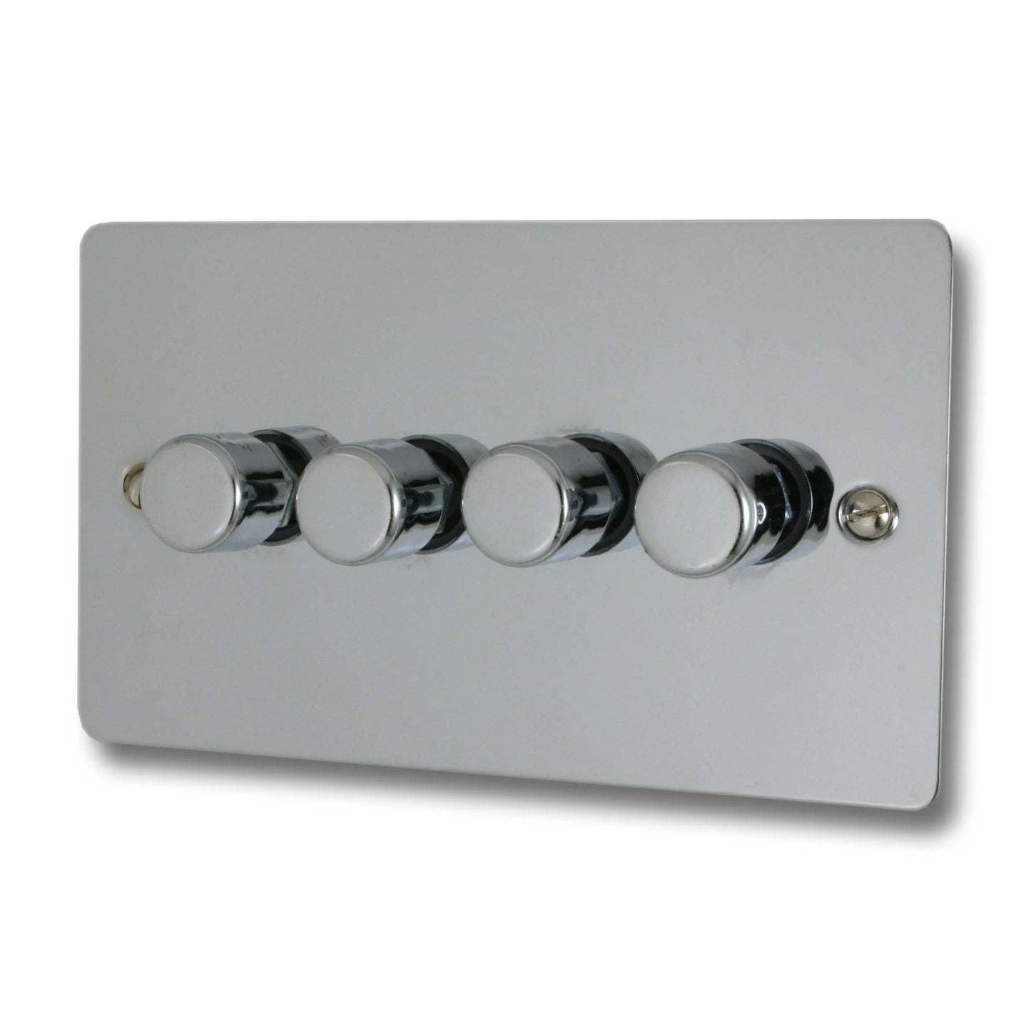 Flat Polished Chrome 4 Gang LED Dimmer