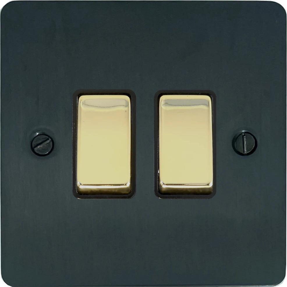 Flat Black Bronze 2 Gang Switch