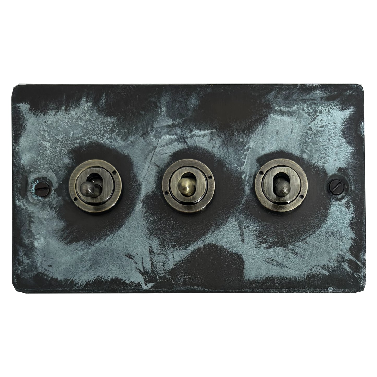 Flat Verdigris 3 Gang Toggle (Antique Brass Toggle)