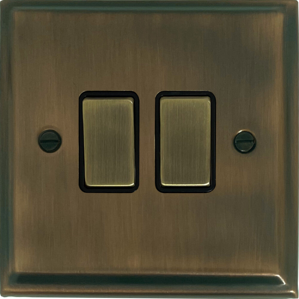 Deco Antique Brass 2 Gang Switch (Brass Switches)