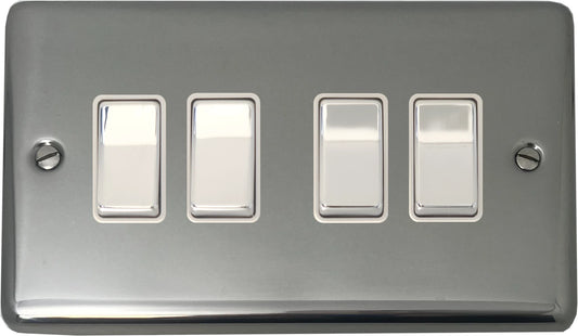 Contour Polished Steel 4 Gang 2 Way Switch