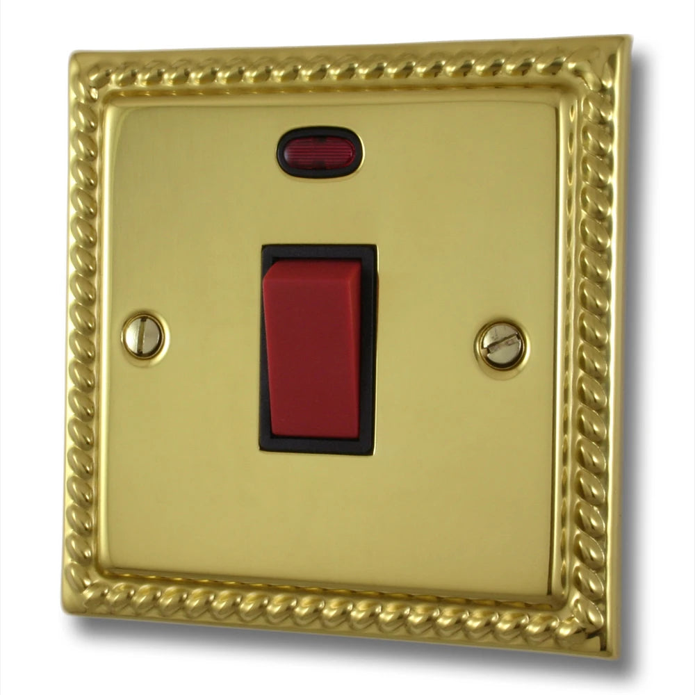 Georgian Polished Brass 45 Amp Dp Switch & Neon