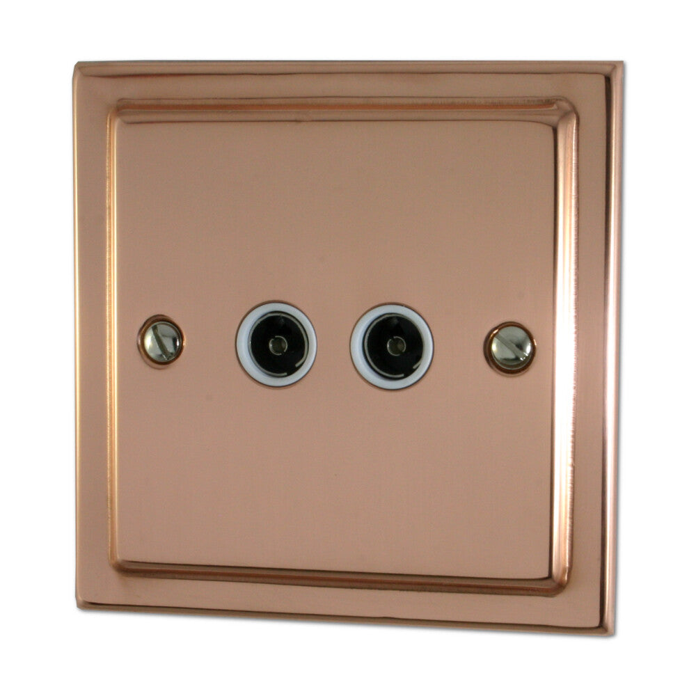 Victorian Polished Copper 2 Gang Coax Point