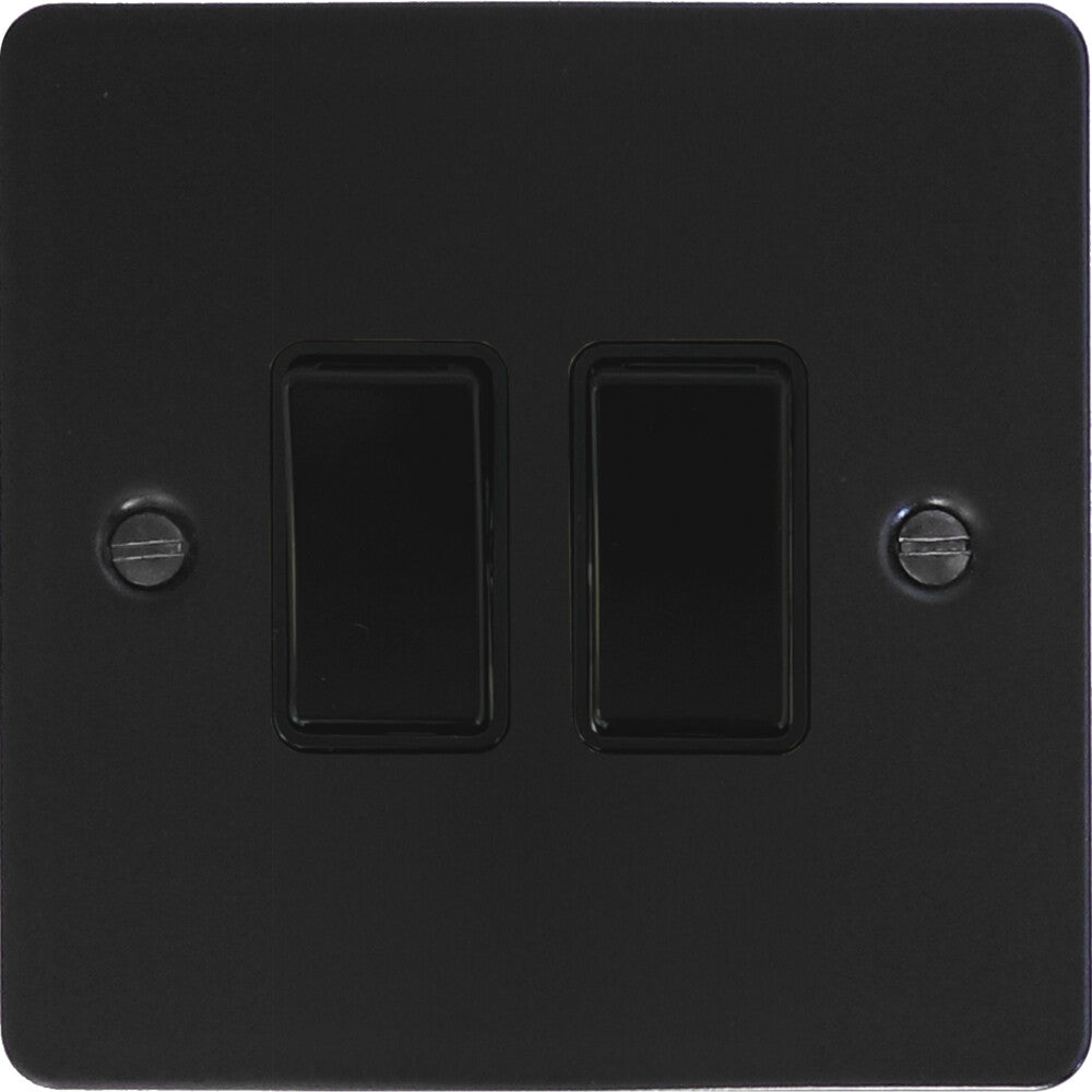 Flat Black 2 Gang Switch (Black Switches)