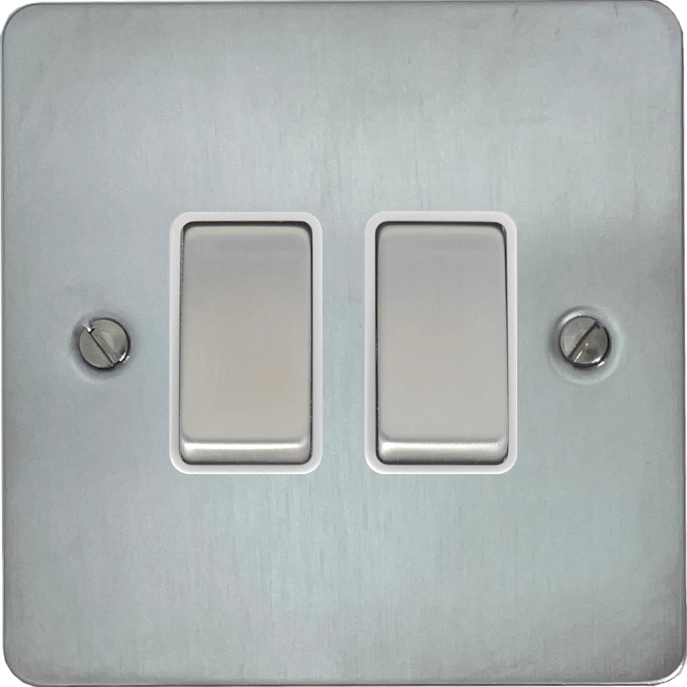 Flat Satin Chrome 2 Gang 2 Way Switch