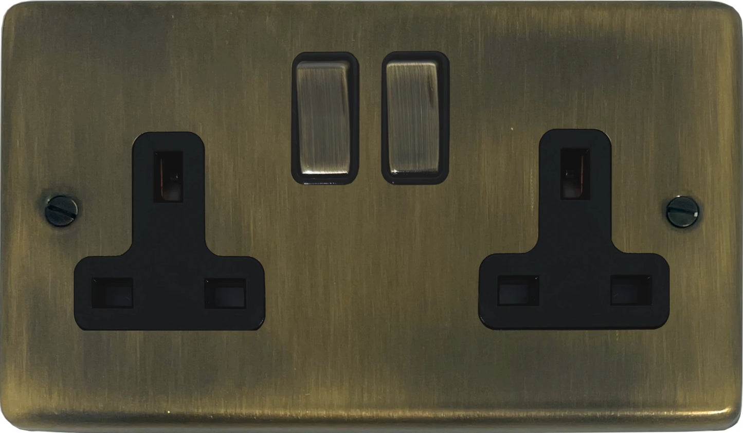 Contour Antique Brass 2 Gang Socket (Brass Switches)