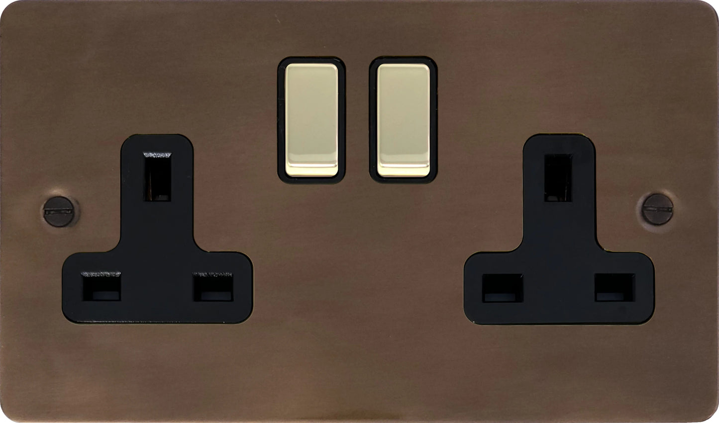 Flat Medium Bronze 2 Gang Socket