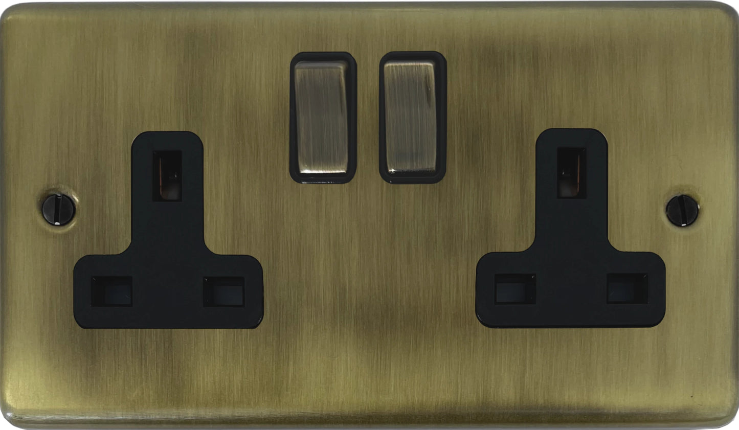 Contour Light Antique Brass 2 Gang Socket