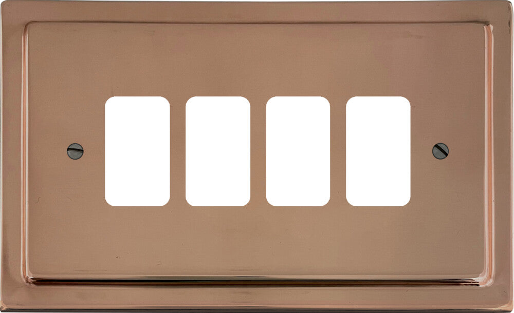 Victorian Polished Copper 4 Gang Grid Plate