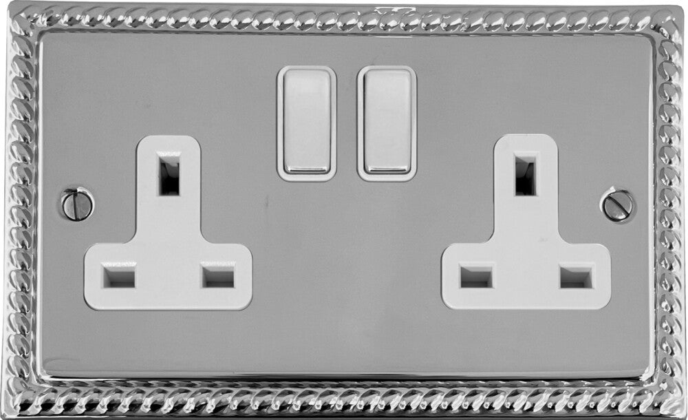 Georgian Polished Chrome 2 Gang Socket