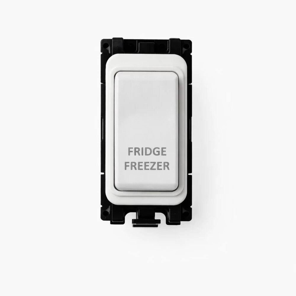 20A DP Switch - Engraved with - Fridge Freezer - All White Insert