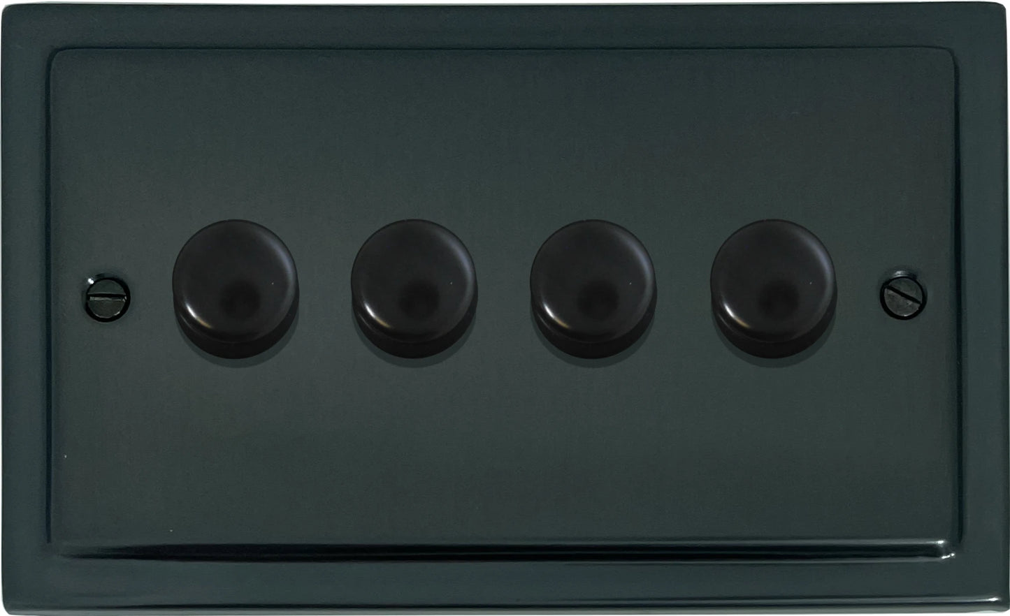 Victorian Black Bronze LED Dimmer (4 Gang)