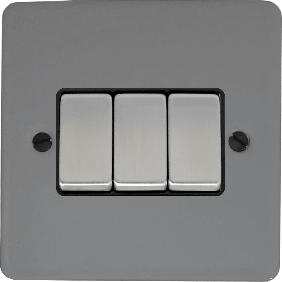 Flat Light Grey 3 Gang 2 Way Switch