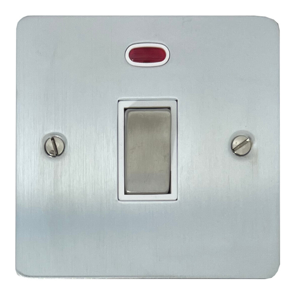 Flat Satin Chrome 20A Dp Switch + Neon