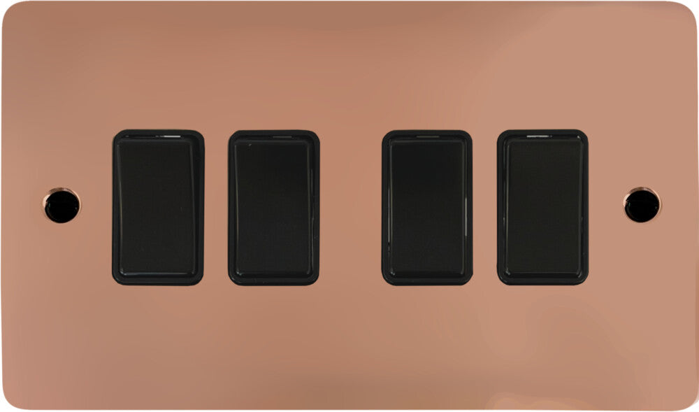 Flat Bright Copper 4 Gang Switch