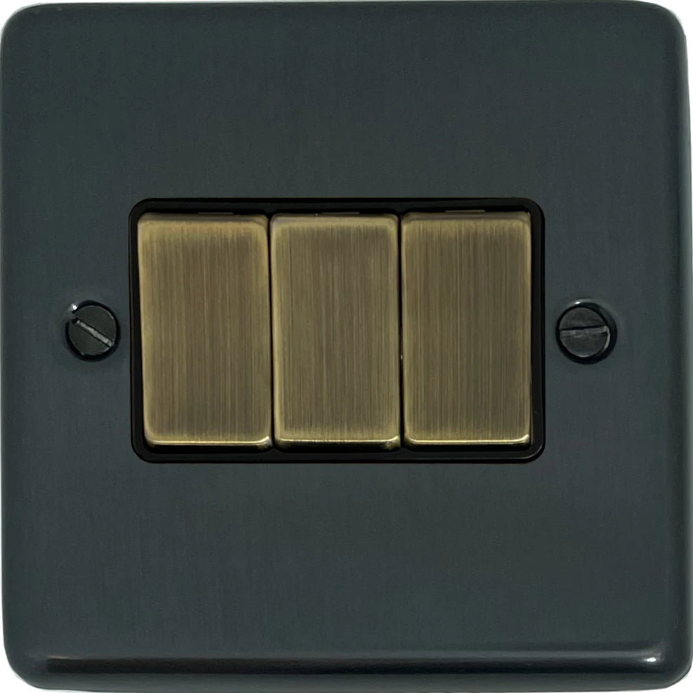 Contour Black Bronze 3 Gang Switch