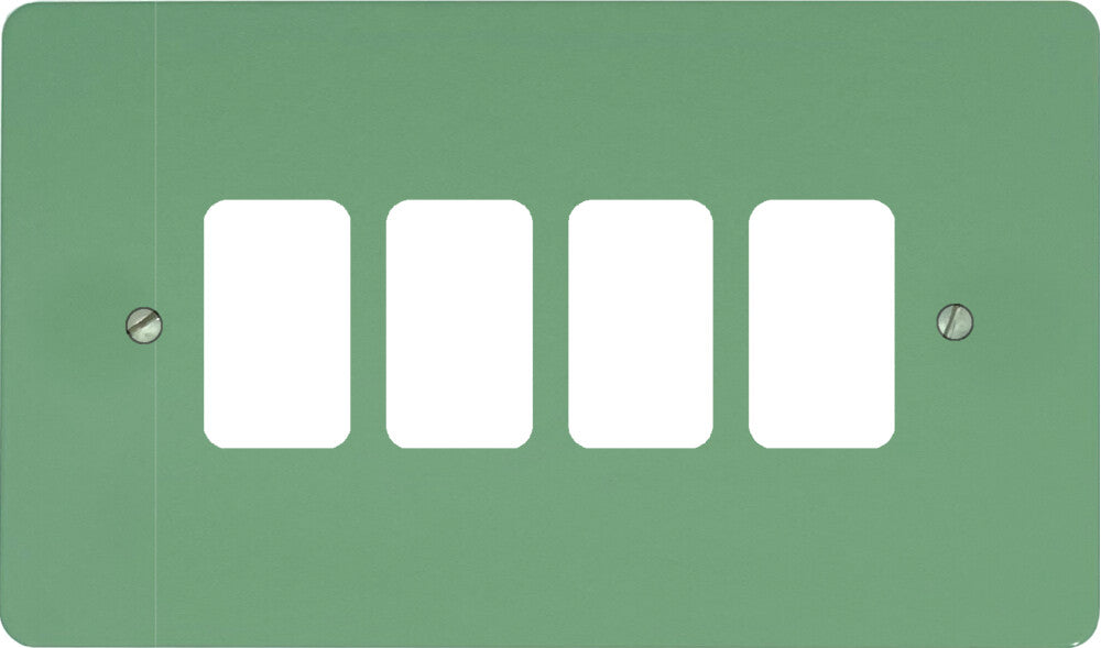 Flat Sage Green 4 Gang Grid Plate