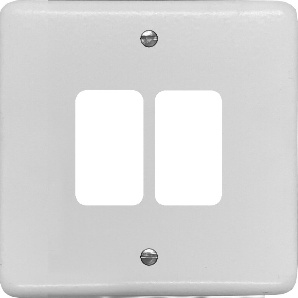 Contour Flat White 2 Gang Grid Plate