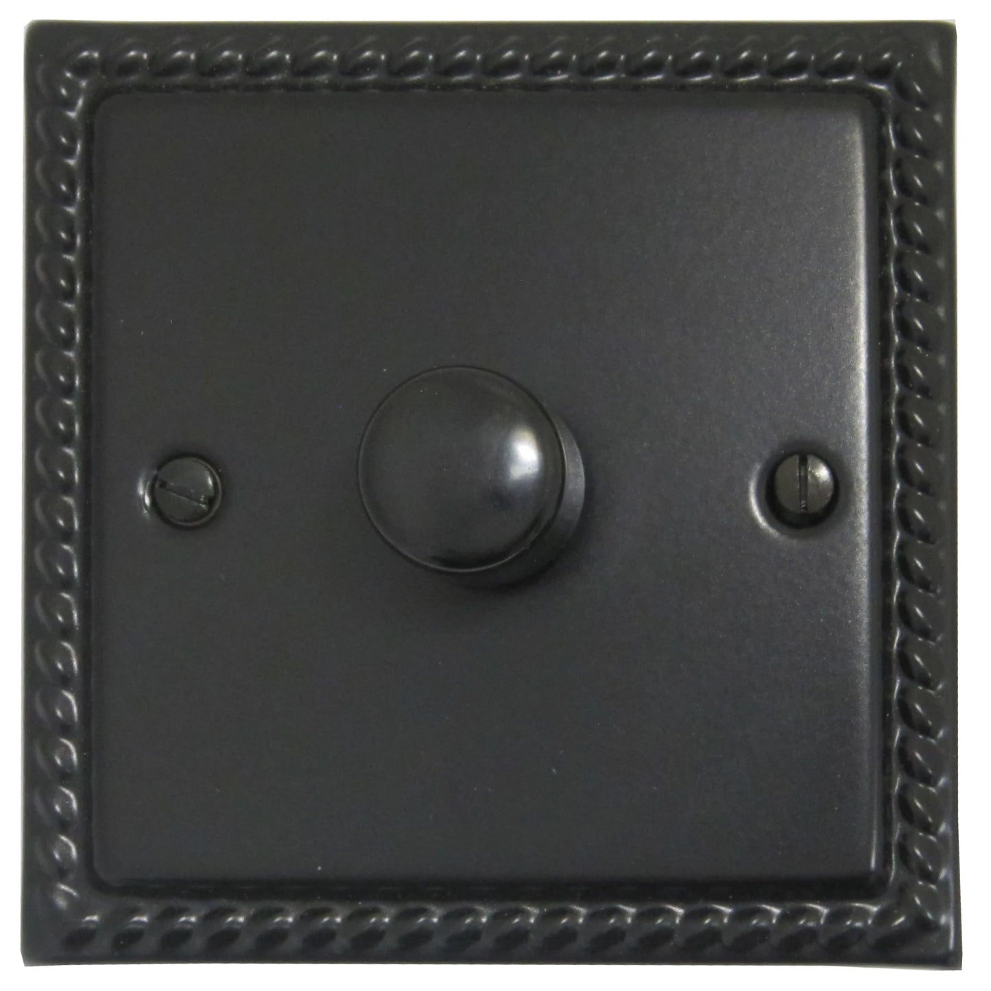 Georgian Flat Black 1 Gang LED Dimmer (Black Caps)