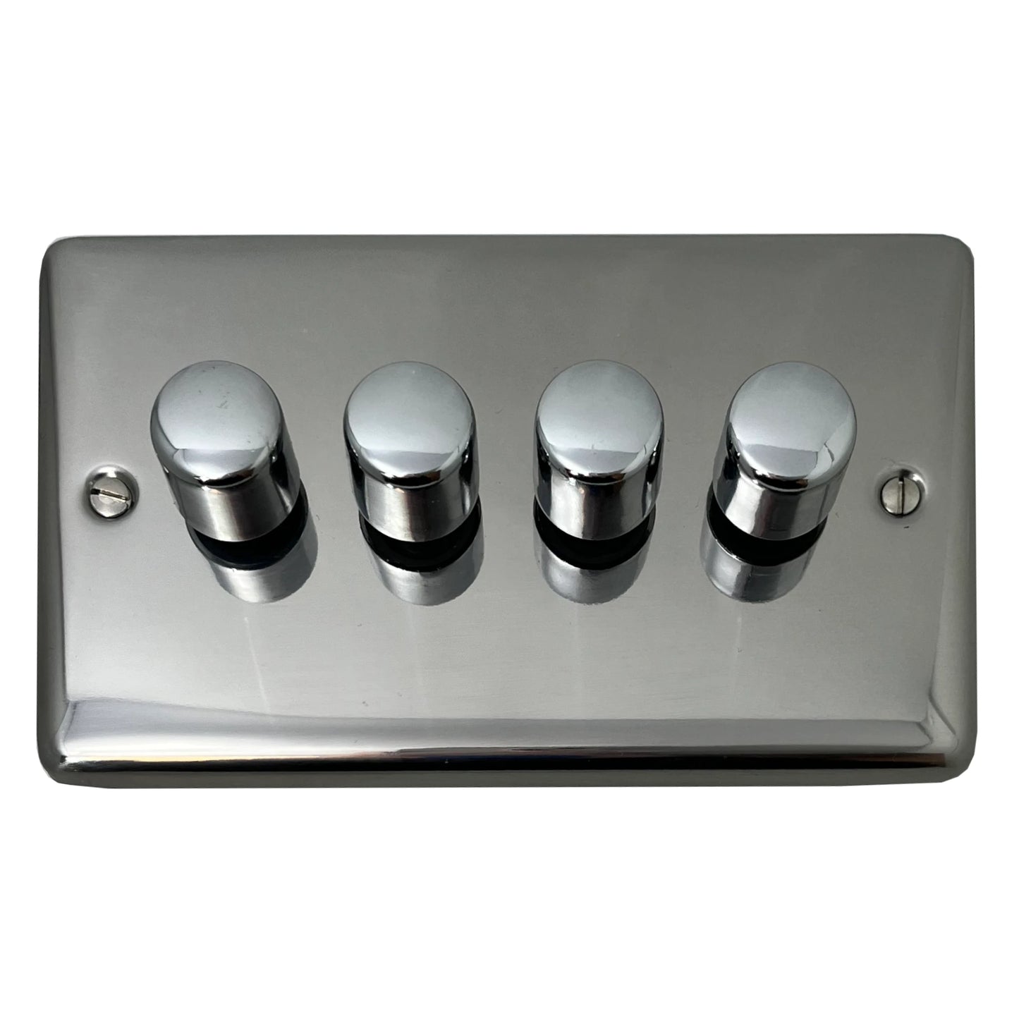 Contour Polished Steel 4 Gang 120W LED Dimmer